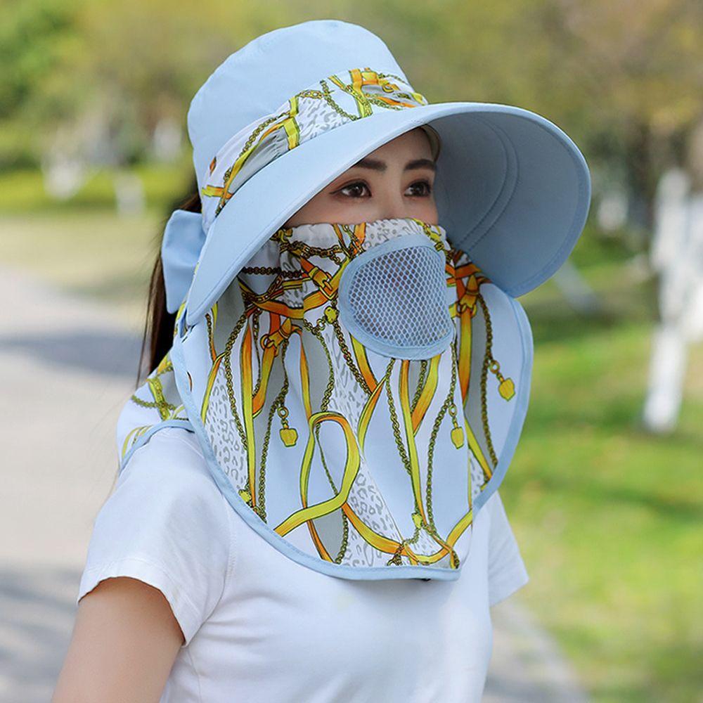 Fishing Caps Outdoor With Neck Flap Women Sun Hat Summer UV Protection Flower Print Bucket Hat