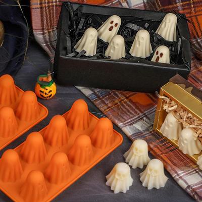 Reusable Ghost Jello Mold Orange Easy To Clean Silicone Chocolate Mold Homemade 3D Halloween Ghost Baking Mold for Gummy Candy