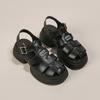 Baotou Roman sandals women's shoes 2025 new thick-soled heightening woven small pig cage shoes hollowed out beach