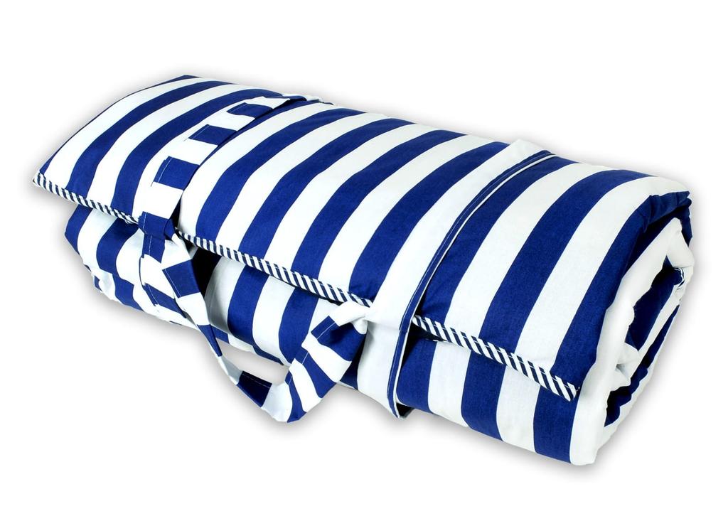 Picknickdecke - Strand - Baumwolle - "Marineblaue Streifen" 180x200