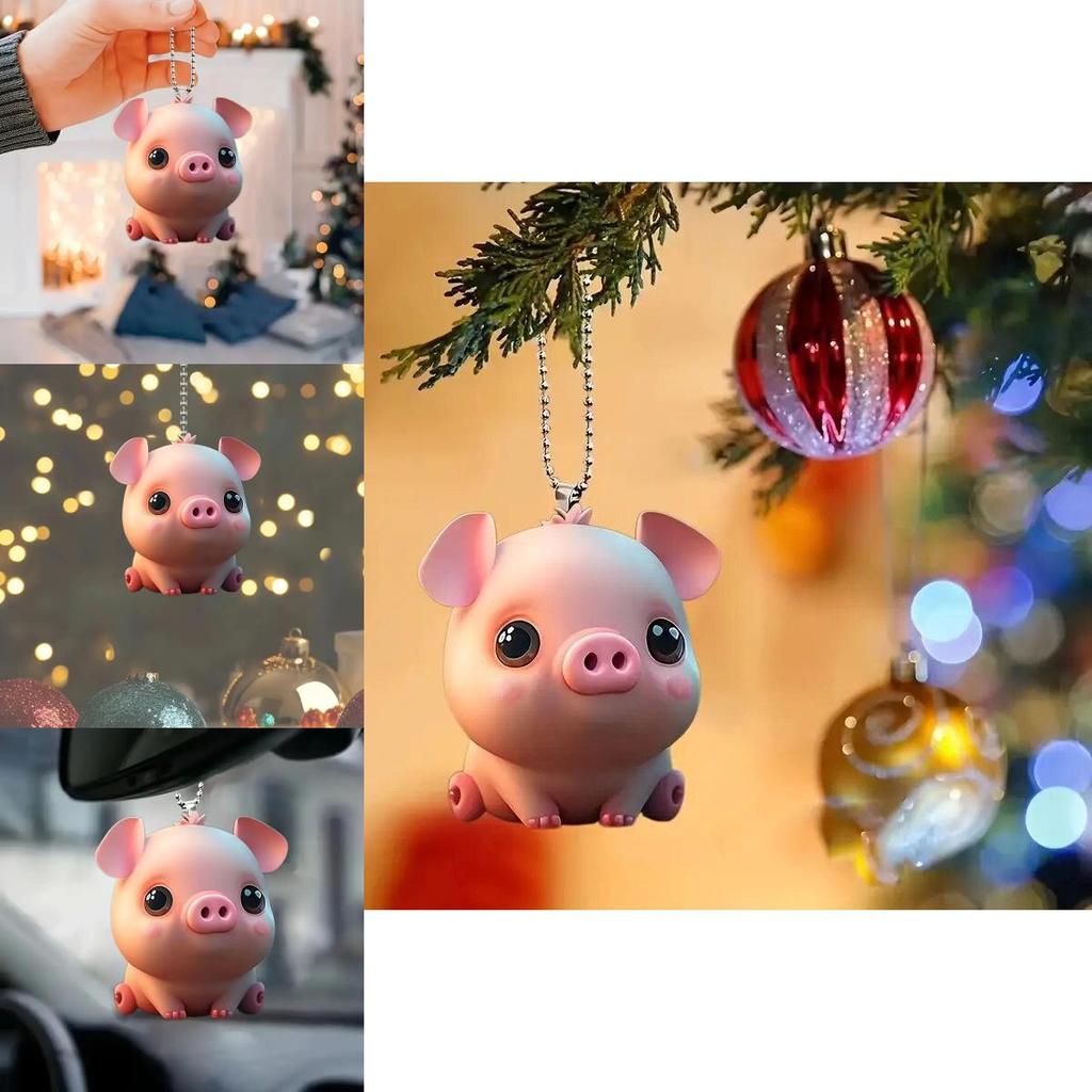 Adorable Pig Acrylic Car Hang Decoration Keychain For Backpack And Holiday Decor