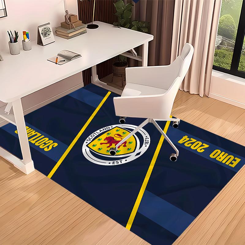 1pc Football Club Logo Print Area Rug - Soft, Washable Non-Slip Indoor Mat for Office Chairs, Living Room, Home Office Decorative Rug