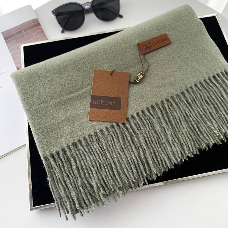Scarf dual-purpose women's autumn and winter high-end imitation cashmere shawl with a classic solid color warm scarf