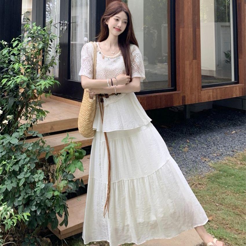 Women's Bohemian Knit Cardigan & A-line Skirt Set - Summer 2026 Collection