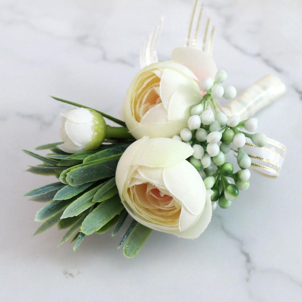 Simple Bridal Corsage Elegant Artificial Flower Bud Corsage For Wedding Birthday Bridal Décor