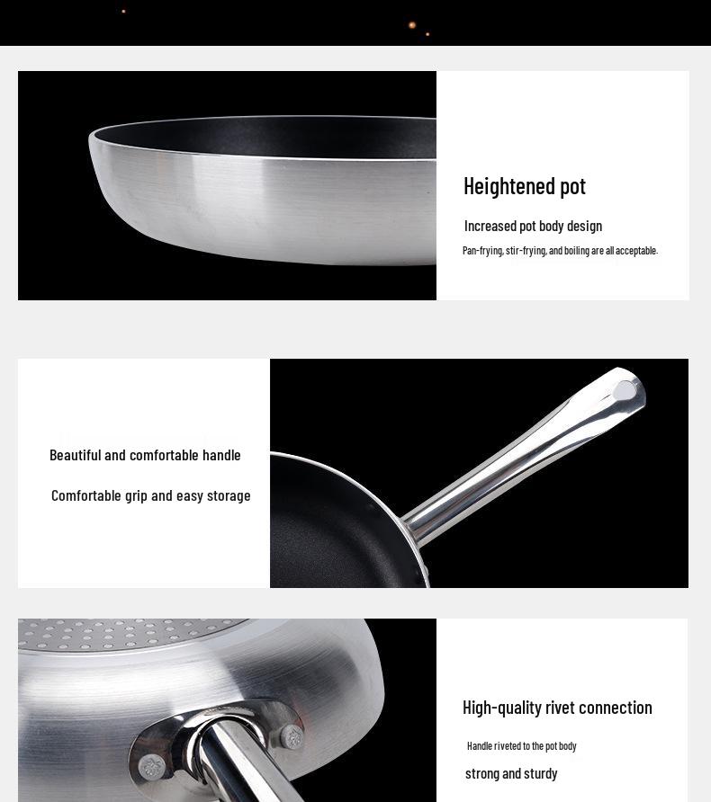 Non-Stick Single Handle Frying Pan for Steak, Eggs, and More - Compatible with Gas and Induction Cookers.
