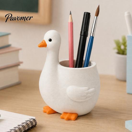 Bürobedarf Organizer Niedlicher Gänse Stifthalter, Große Kapazität Kompakte Größe Behälter, 3D Wohnkultur Druck PLA Schreibwaren für Stifte Büroklammern