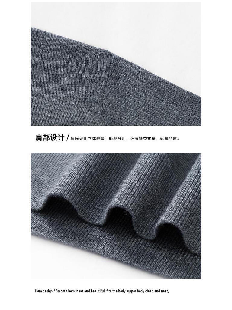 Men's Wool Silk Lapel Sweater, Solid Color, Versatile Thin Knitwear, Fashionable for All Ages.