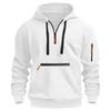 Mens Hooded Fleece Sweatshirt With Zipper Sleeve Pockets Loose Fit Long Winter Sportswear