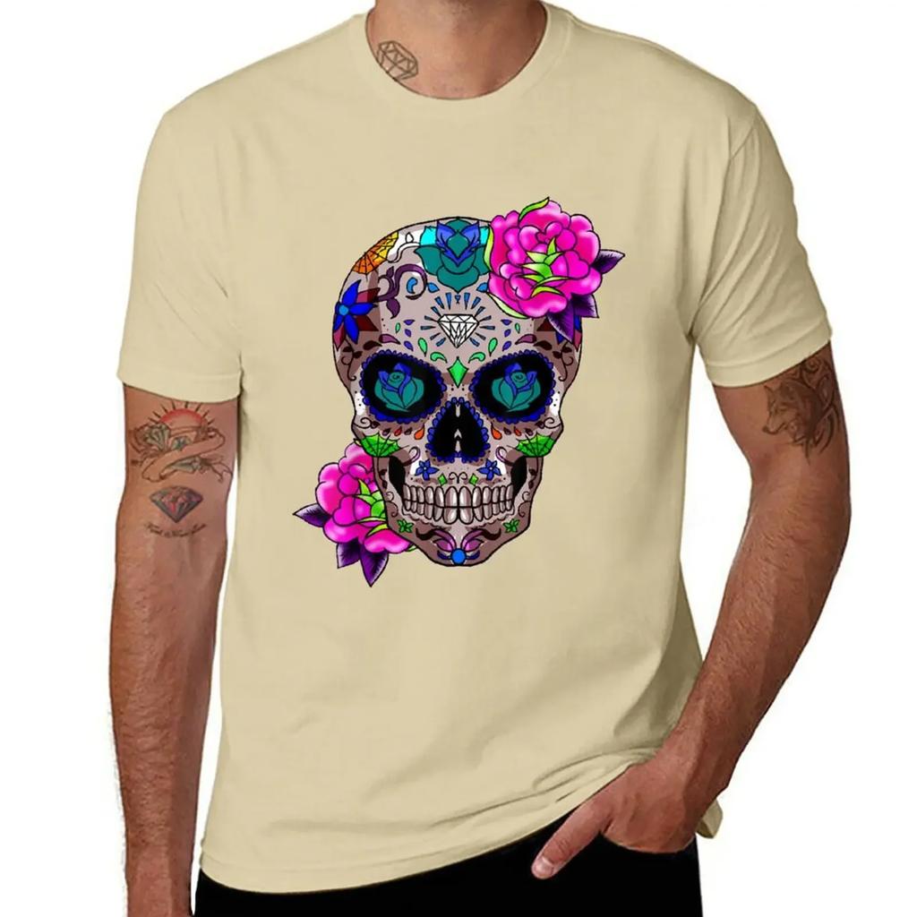 Sugar Skull Day Of The Dead Cool Bone Head Skulls Gift Idea T-Shirt Customizeds Quick-drying T Shirts Men