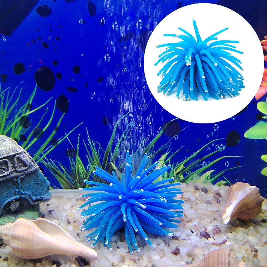 

1Pc Silicone Aquarium Fish Tank Artificial Coral Plant Underwater Ornament Decoration Waterscape Accessories синий