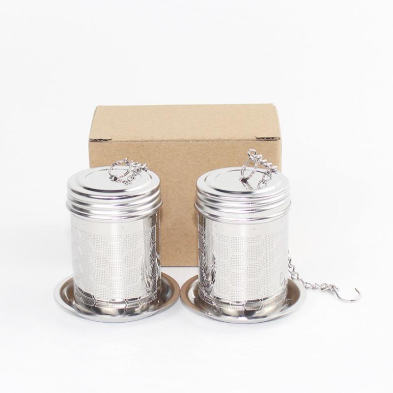 Feinmaschiger Filter Tee-Ei Zylindrisch 304 Edelstahl Gewindeanschluss Teekannen-Sieb Gewürz Kräuter Küchenzubehör