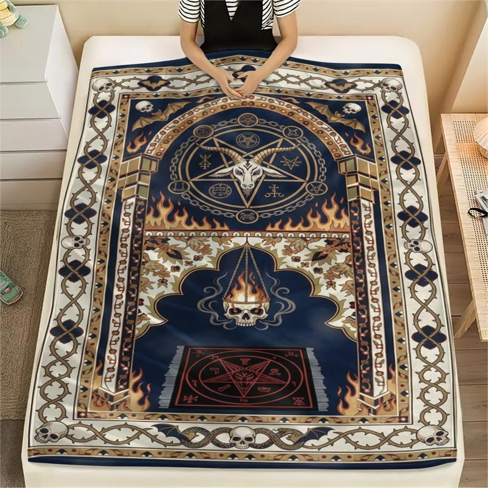 

1Pc Satan s Pentagram Print Flannel Blanket, High quality Comfortable for All Seasons, Home Decor, Warmth and Comfort, Perfect for Christmas Gifts138 80cm x 120cm