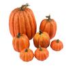 7pcs Decorative Large Small Outdoor Orange Foam Plastic Fake Faux Artificial Pumpkins Halloween Autumn Orange Pumpkin