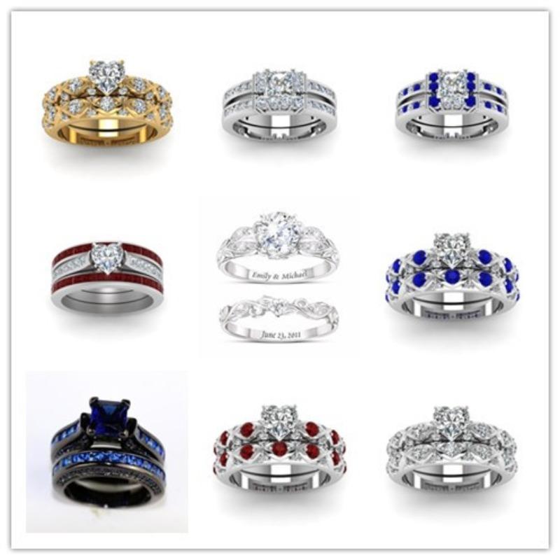 Accessori Set Coppia Anello Moda Donna Anello Zircone