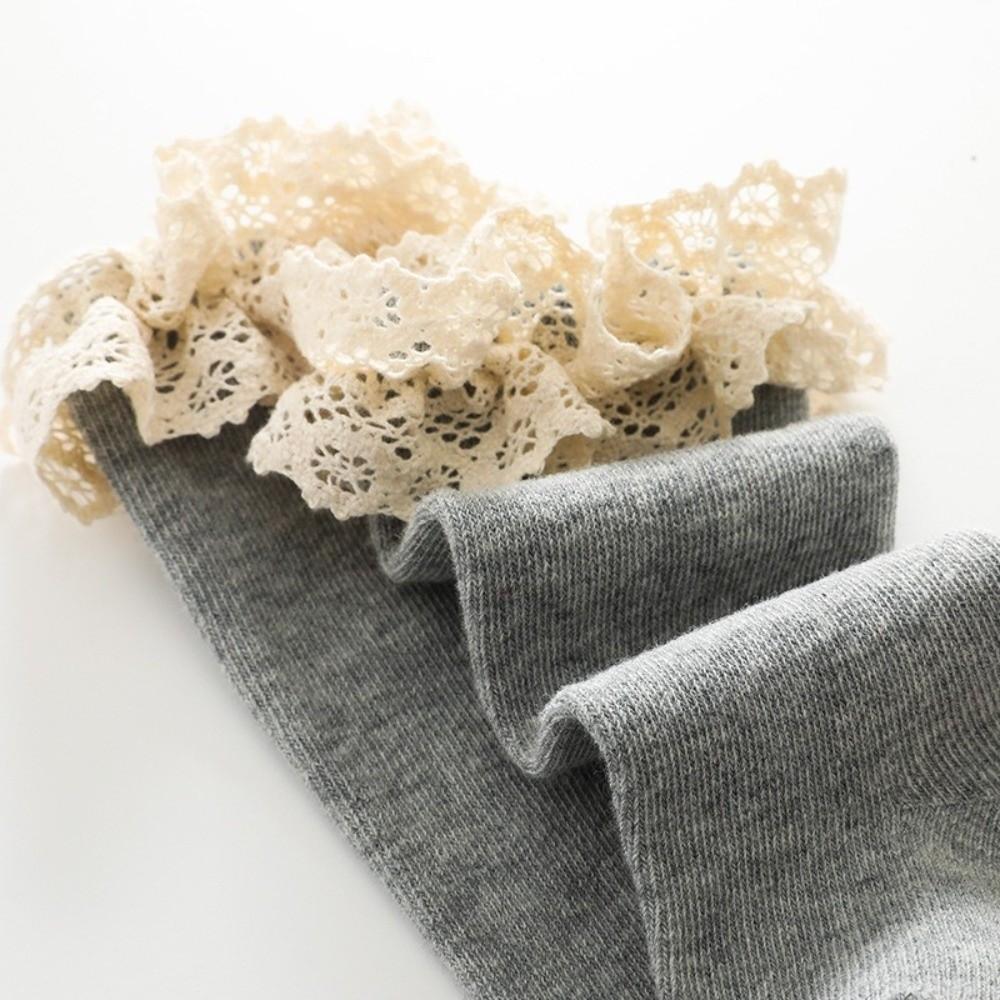 Hollow Lace Design Cotton Socks Knee High Length Princess Socks Vintage Mid Calf Socks  For Infant