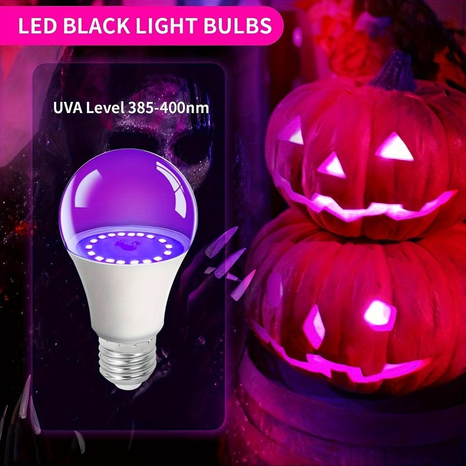 12W E27 Black Light Bulb,UV LED Blacklight Bulb for Glow In The Dark Party,Body Paint,Neon Posters & Club,385-400nm Black Light