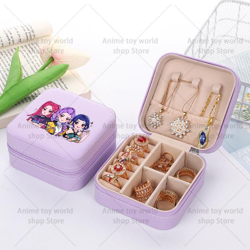 Kpop Demon Hunters Travel Portable Jewelry Storage Box Organizer Jewelry Case Earrings Necklace Ring Jewelry Boxes Birthday Gift