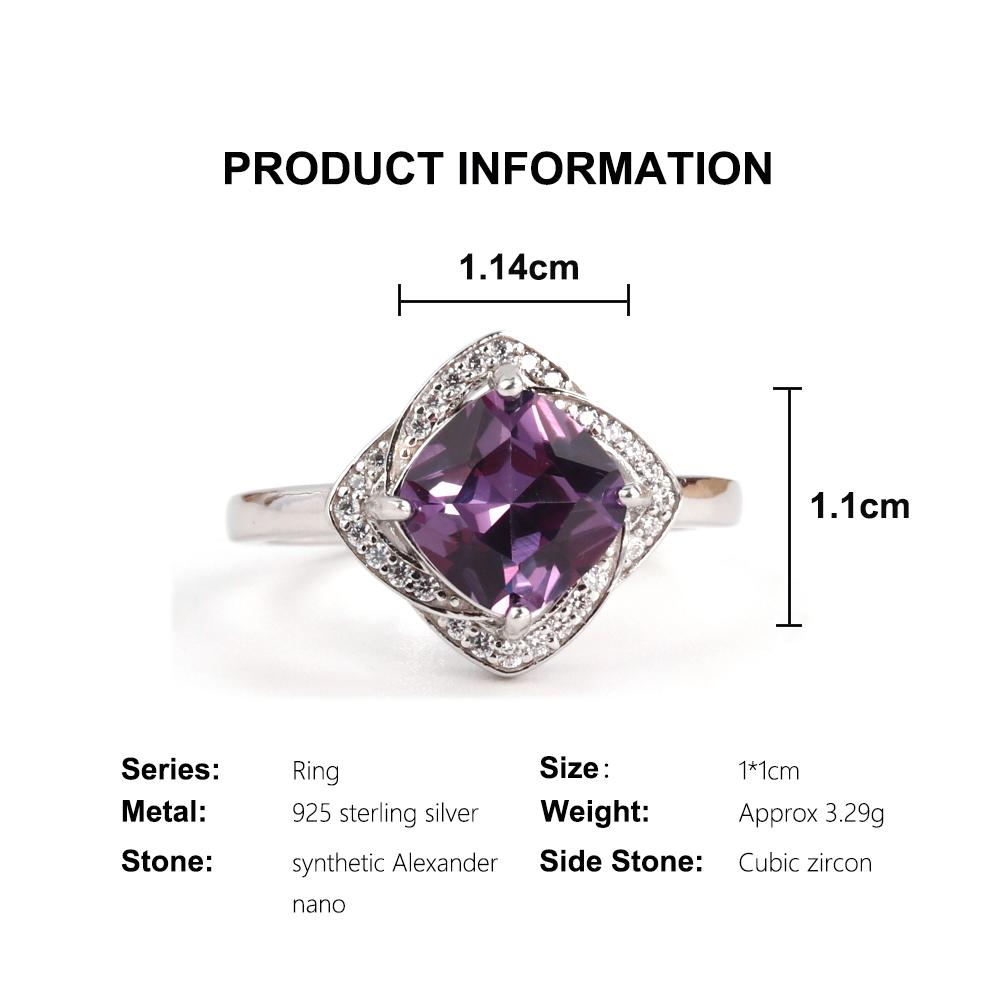 925 sterling silver ring earrings pendant necklace Created square 8.0mm Alexander nano elegant fine jewelry for women daily wear