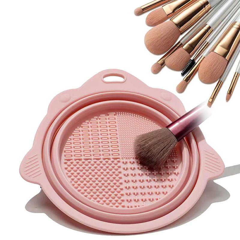 Foldable Silicone Makeup Brush Cleaner Bowl - Portable Cleaning Tool for Brushes, Powder Puffs, and Sponges