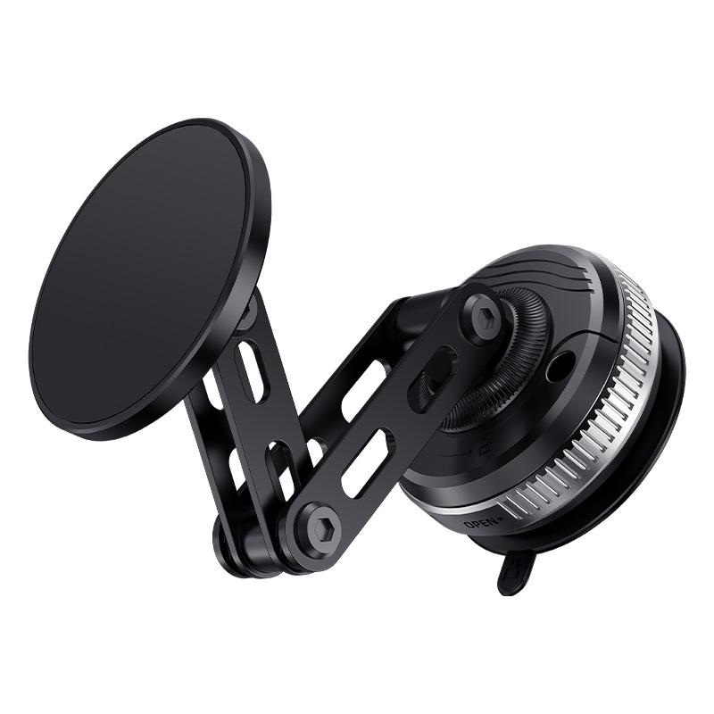 Foldable Rotating Aluminum Magnetic Car Phone Holder with Double-Sided Suction for Navigation