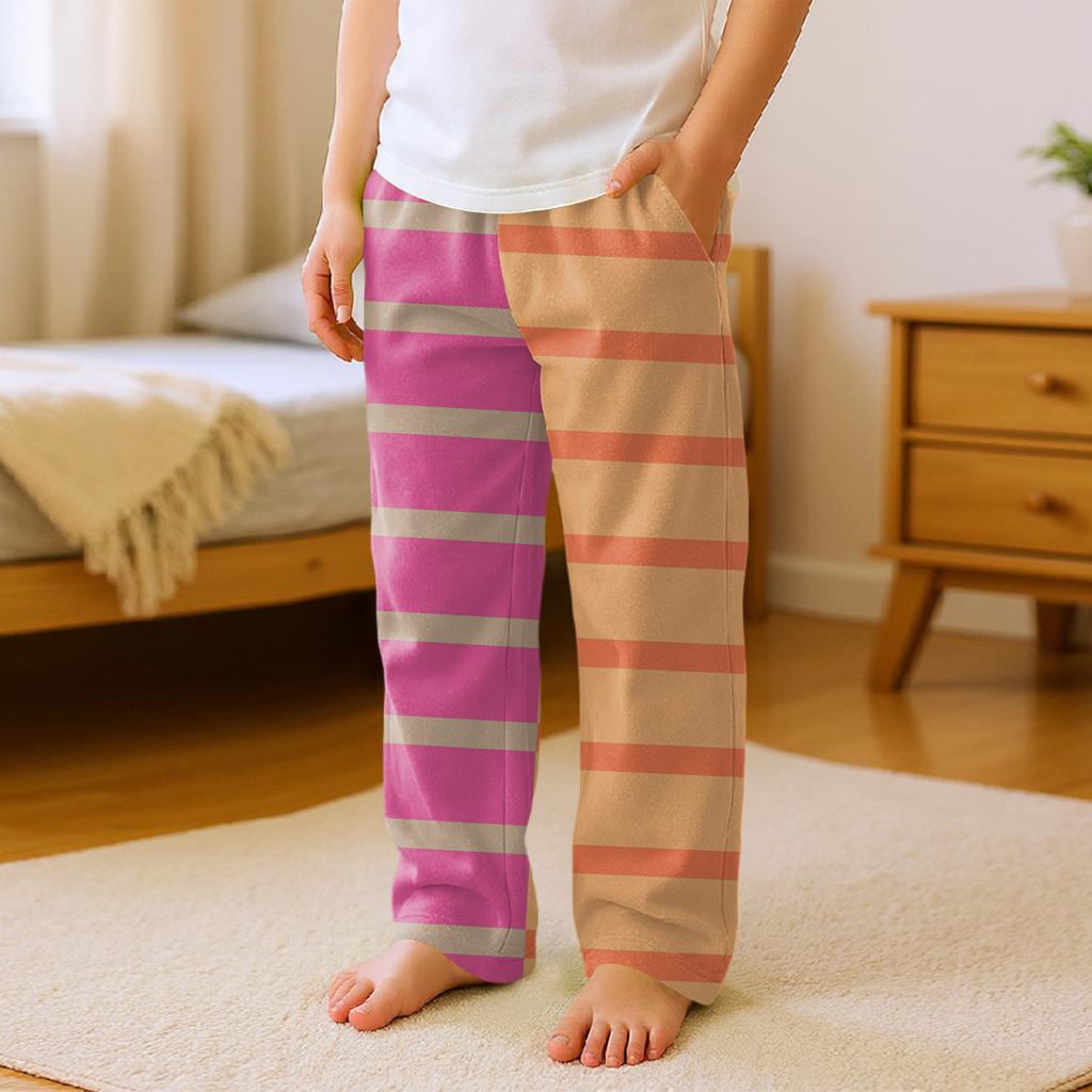 Fashionable Children's Versatile Retro Floral Print Pocket Casual Pants