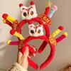 Sweet Lion New Year Hair Hoop Tassel Flower Red Plush Headband Headwear Embroidered Bow Ancient Style Hairband Women