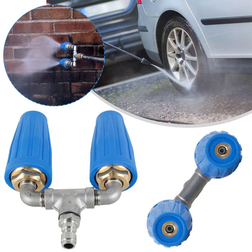 4000PSI Max 360° Rotatable High Pressure Washer Dual Garden Nozzle Car Turbine Cleaning Washing Tool Twin V7Y4