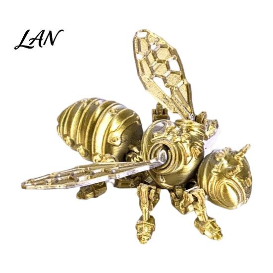 Lightweight 3D Printed Display Piece Articulated Bee Fidget Toy, Flexible Joint Figurine with Keychain, High Precision Hollow Body Model Mechanical