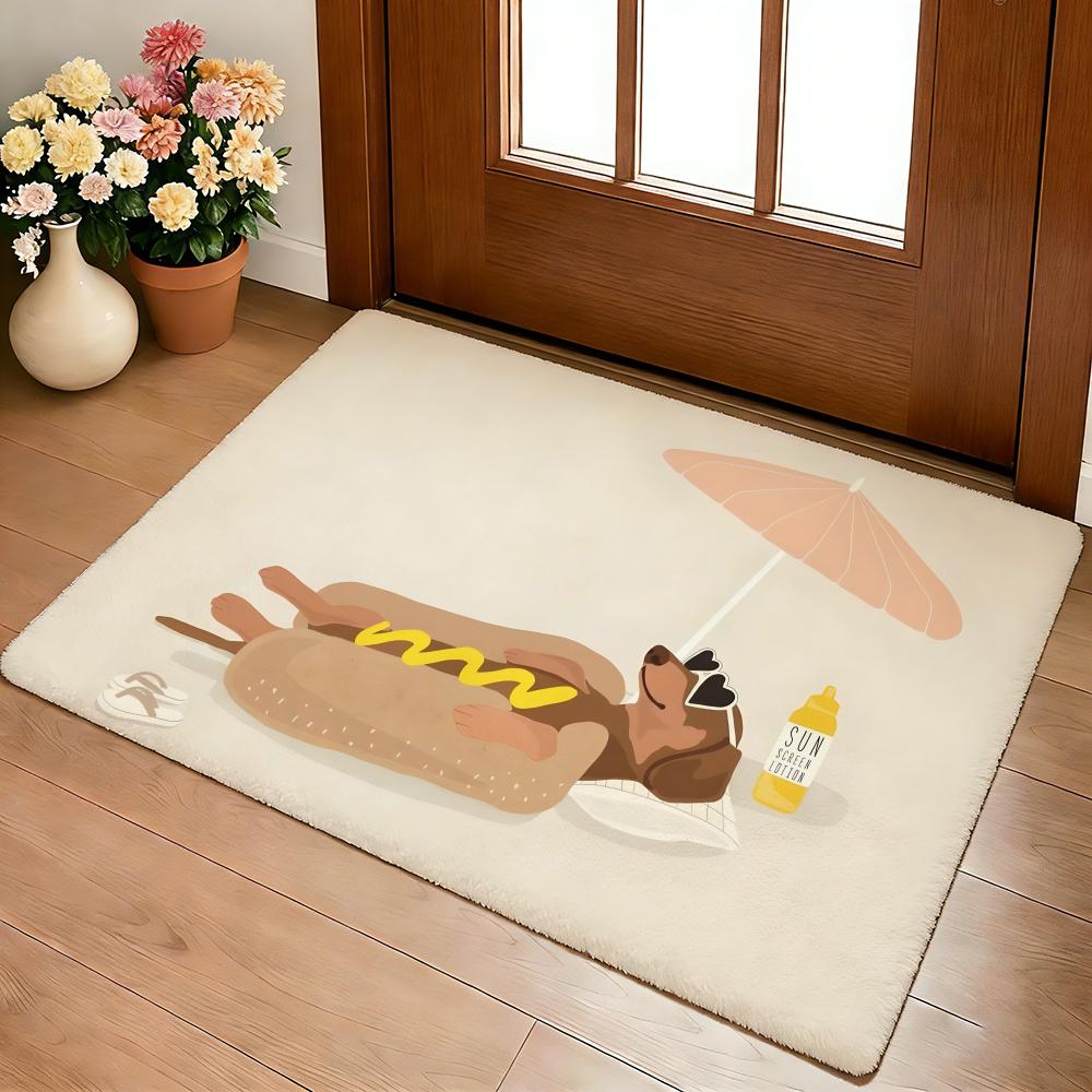 Dachshund puppy Floor Mat Cozy Flannel Soft Thick Non-Slip Mat for Living Room Bedroom Kitchen Decor Rugs
