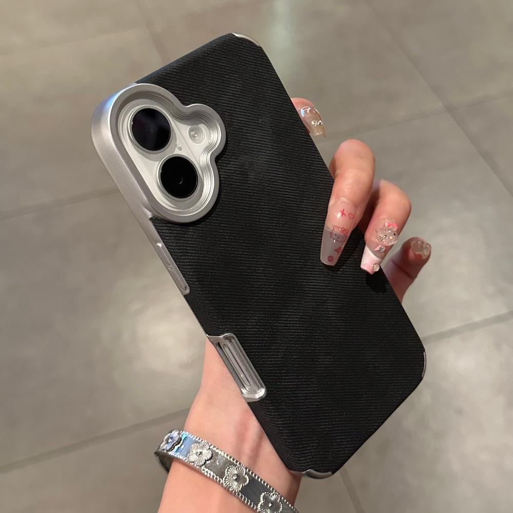 Luxury Jeans Fabric Soft Plating Case for iPhone 17 Air 16 15 14 Plus 13 12 11 Pro Max Shockproof Bumper Fabric  Cover Capa