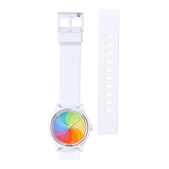 Used New Q&Q SmileSolar Watch, Solar, Analog, GROOVISIONS GRV3013, Waterproof, Urethane Belt, RP26J811, White
