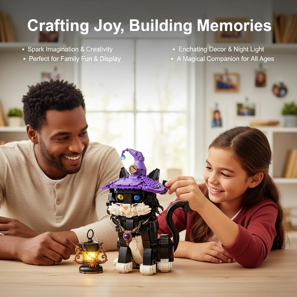 Creative Technical Assembly Bricks Magic Cat Building Blocks MOC Model STEM Educational Toys Christmas Gift for Adults