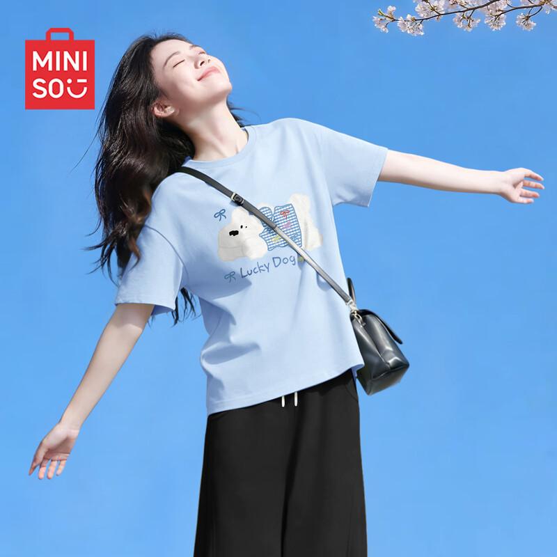 MINISO Women s Pure Cotton Loose Fit Short Sleeve T-Shirt L