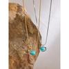 Yhpup Natural Stone Pendant Necklace Amazonite Exquisite Gold Silver Color Waterproof Stainless Steel Chic Fashion Jewelry