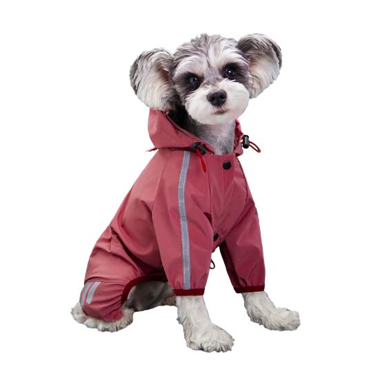 Dog Raincoat Waterproof Rain Coat with Leash Hole Dog Rain Jacket with Hood And Reflective Strips for Small Medium Dogs Puppies