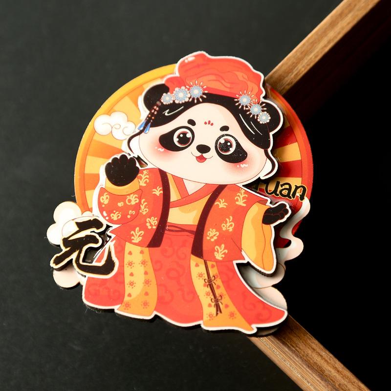 Cartoon Cute Panda Refrigerator Sticker Chinese Style 3d Cartoon Refrigerator Magnet Resin Fridge Magnet for Kitchen Decoration