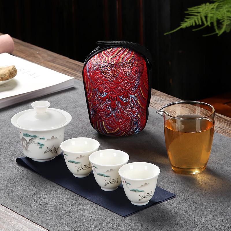 Qianli Jiangshan Ceramic Kung Fu Travel Tea Set