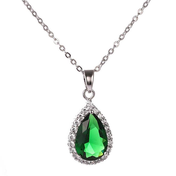 Elegant Water Drop Zircon Pendant Necklace for Women Micro Inlay Crystal Wedding Necklace