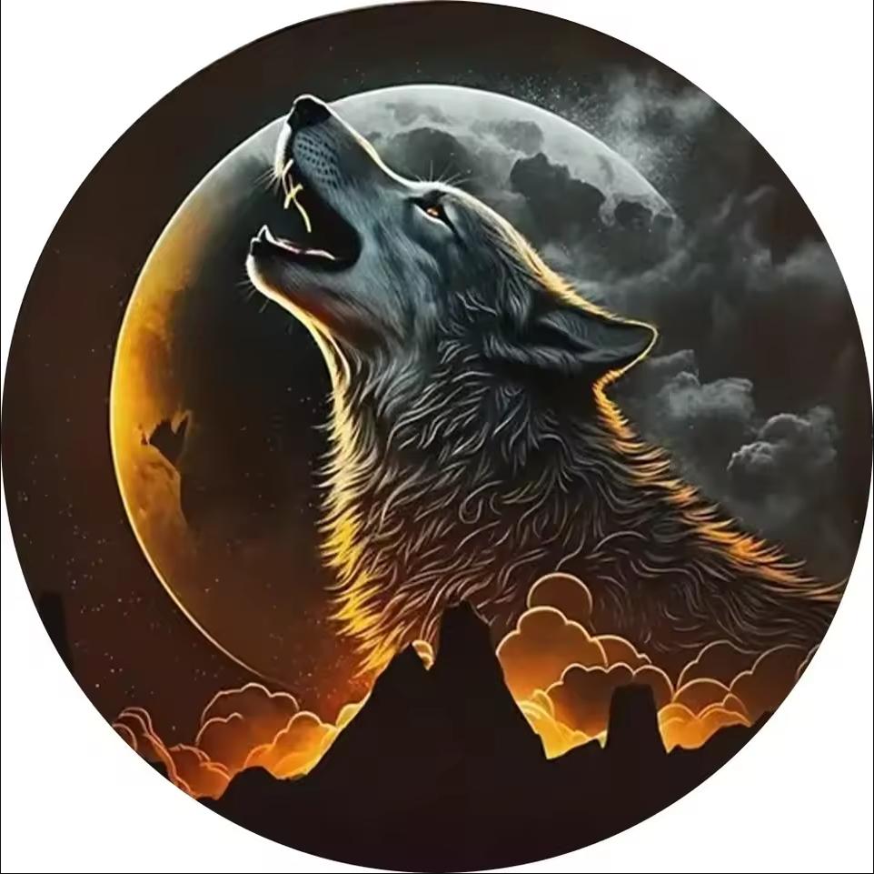 

Noble Twin Wolf King Printed Round Carpet Anti Slip Easy Clean Ideal Carpet for Home or Vacation Homes Durable and Affordable 80cm x 80cm