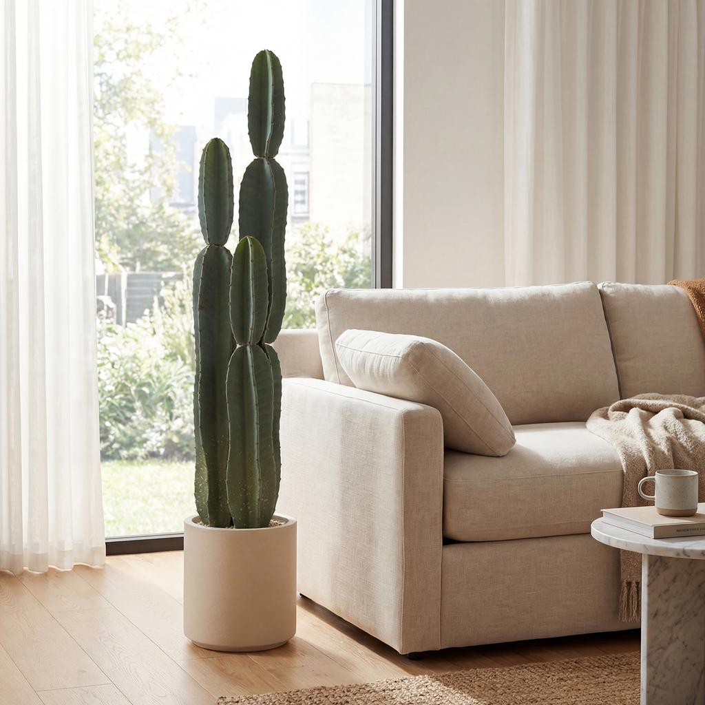 Artificial Cactus, 111 cm, Potted Plant, Green