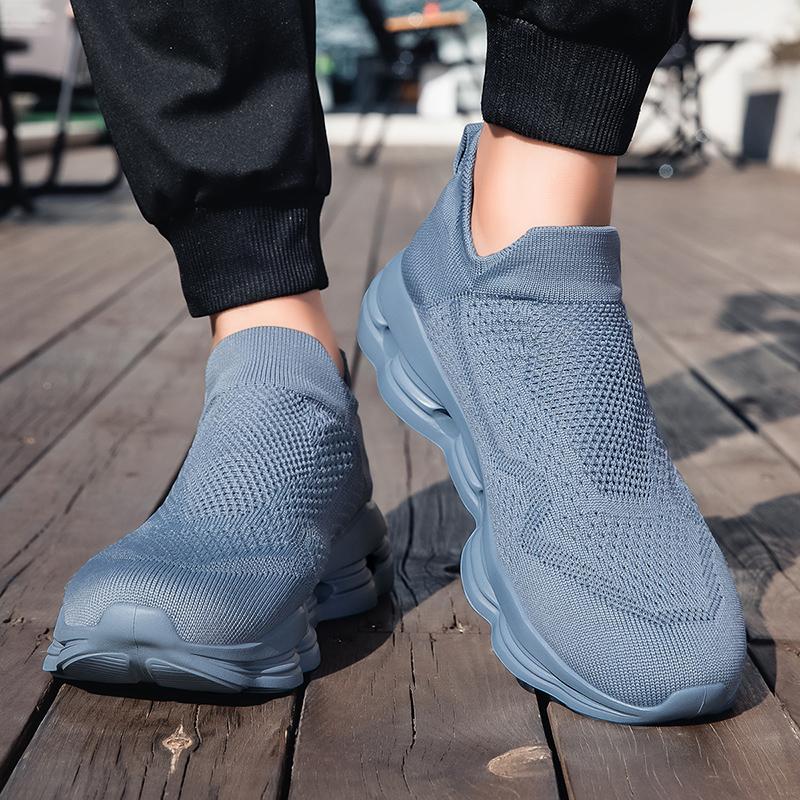 Women's Blue Black Khaki Sport Shoes Men Casual Lightweight Slip On Walking Socks Shoes Couple Jogging Sneakers