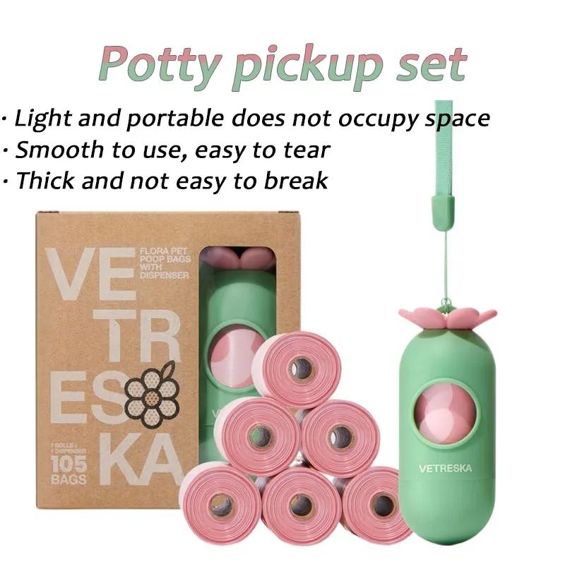 Flower Capsule Toilet Outdoor Thick Cleaning Portable Feces Bag Cute Pet with Fragrance Cleaning Supplies Hanging Buckle Pet Supplies Garbage Bag