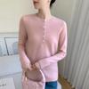 2025 Autumn/Winter Women's Cashmere Sweater: Round Neck, Slim Fit, Loose Buttoned Pullover