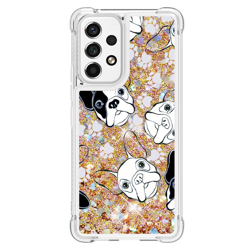 Glitter Liquid Sequins Quicksand Phone Case For Samsung Galaxy A53 A13 A23 A33 A73 5G A03s Case Cartoon Animal Shockproof Cover