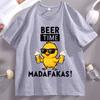 Beer Time Madafakas Tshirts Fun Chick Mascot Holding Two Beers TShirts Party Decor Tshirt Unisex Women Summer Drink Tees Clothes