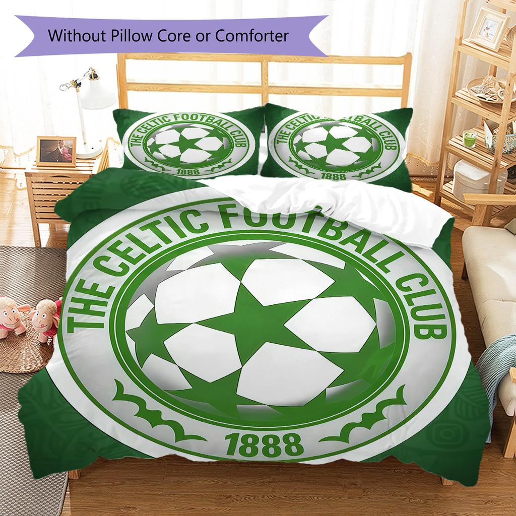 Celtic Football Club Bedding Quilt Set Quilt Cover Pillowcase Home Decoration Birthday Gift (1 * Duvet Cover + 2 * Pillowcase, Without Core)