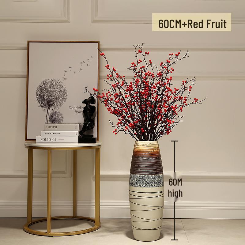 Large European-Style Porcelain Floor Vase for Dried Flowers - Artistic Living Room Ceramic Decoration