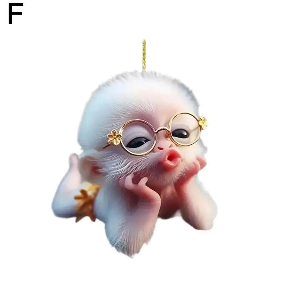 2D Acrylic Monkey Car Decor Pendant Vibrant Animal Charm Interior Christmas Ornament Hanging Accessories Rearview Mirror Gi O8V2