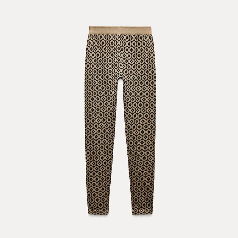Printed Round Neck Top Pants Set Women's Sexy Hottie Long Sleeve Copper Coin Printed T-shirt Slim Casual Trousers New Fashion